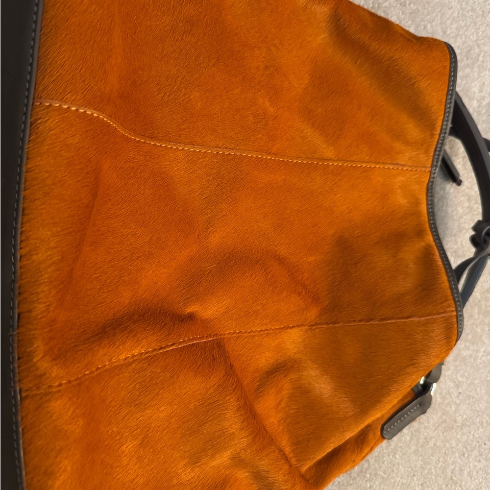 Orange Leather and Cowhide Women's Bag